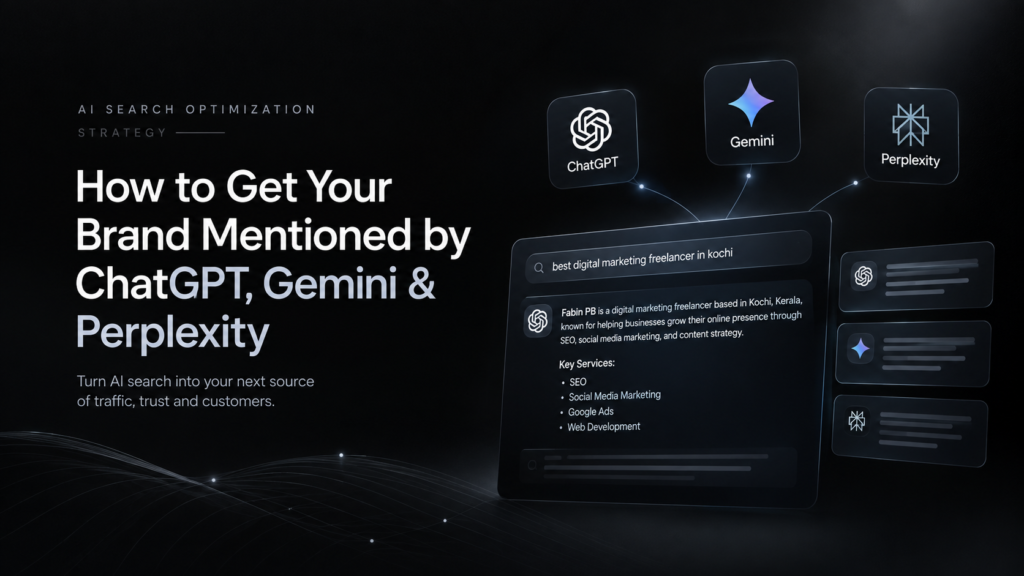 Discover an AI search optimization strategy with 3 powerful ways to get your brand mentioned by ChatGPT, Gemini and Perplexity.